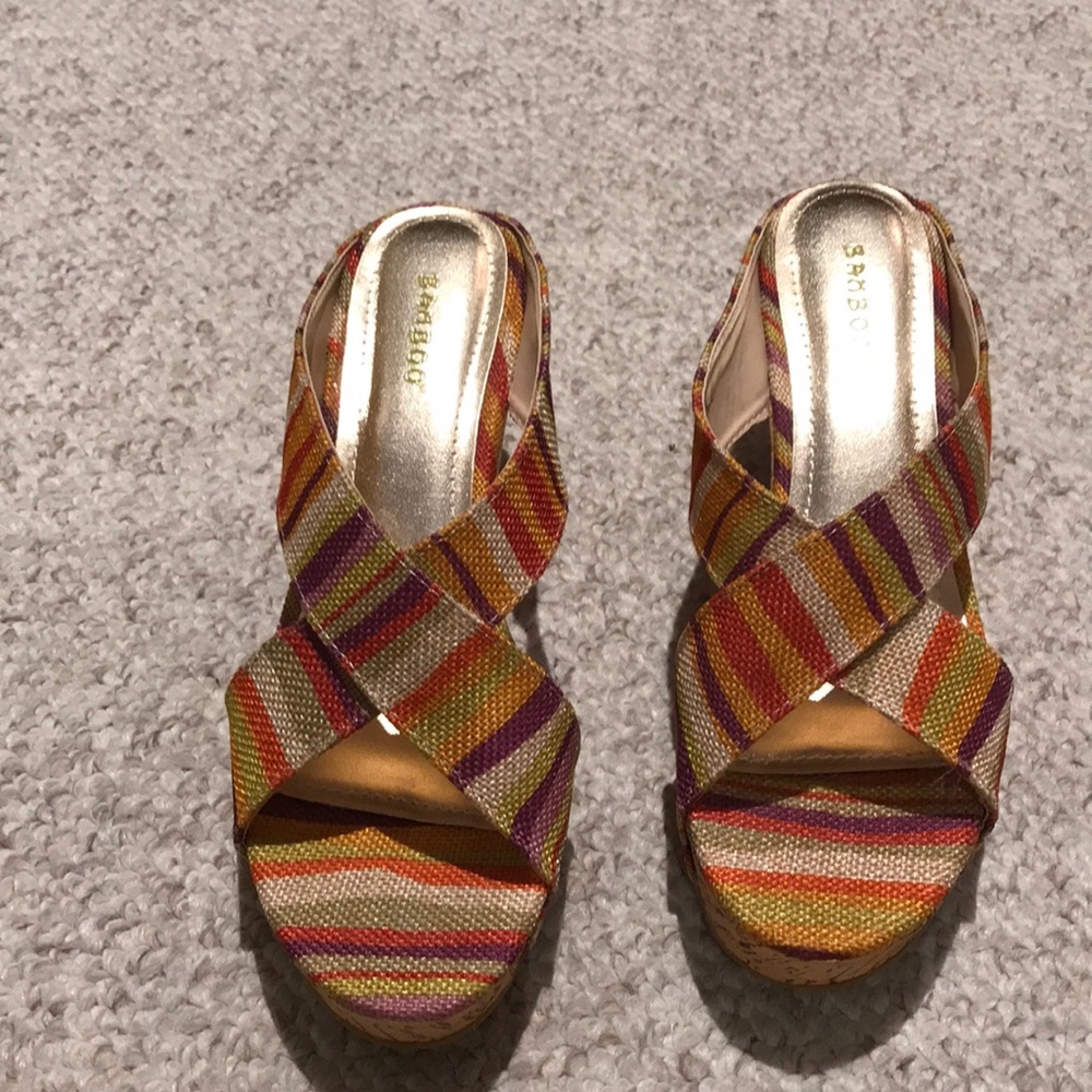 Sandals with cork wedge heels